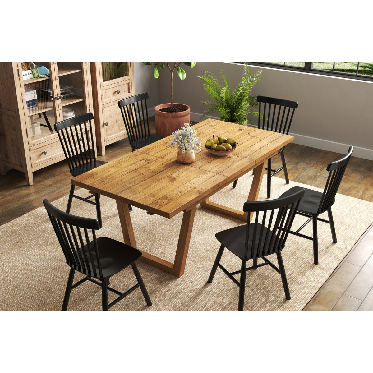 Gracie Oaks Extendable Solid Wood Dining Table With Sled Legs, Farmhouse Dining Table For Kitchen & Reviews